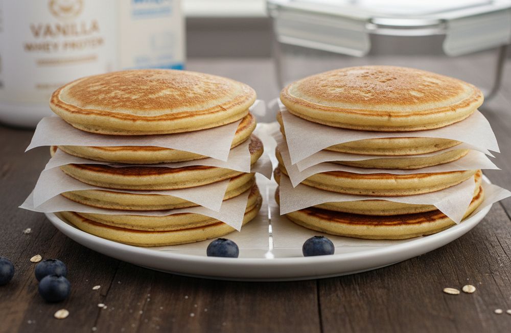 Pancakes meal prep haute proteine batch cooking